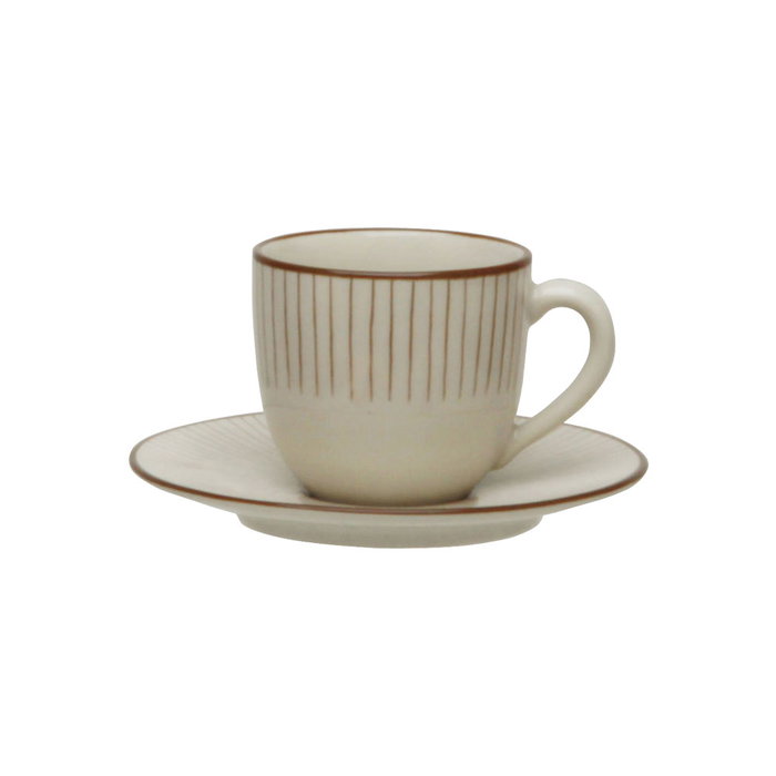 Avet Taza Café Con Plato Radial 120 Ml (6 Unidades) Stoneware Avet Taza Café Con Plato Radial 120 Ml (6 Unidades) Stoneware